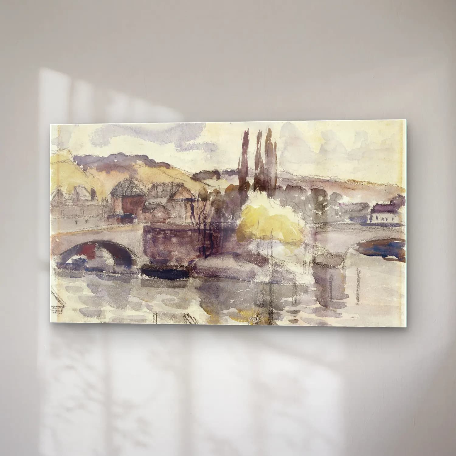 Camille Pissarro – Corneille Bridge in Rouen cam tablo — sağ açıdan görünüm