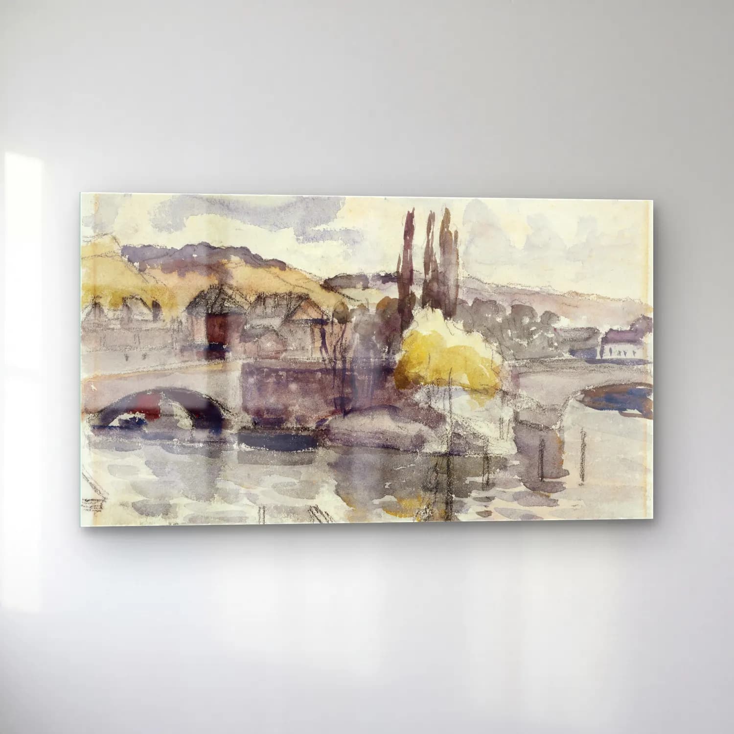 Camille Pissarro – Corneille Bridge in Rouen cam tablo — sol açıdan görünüm