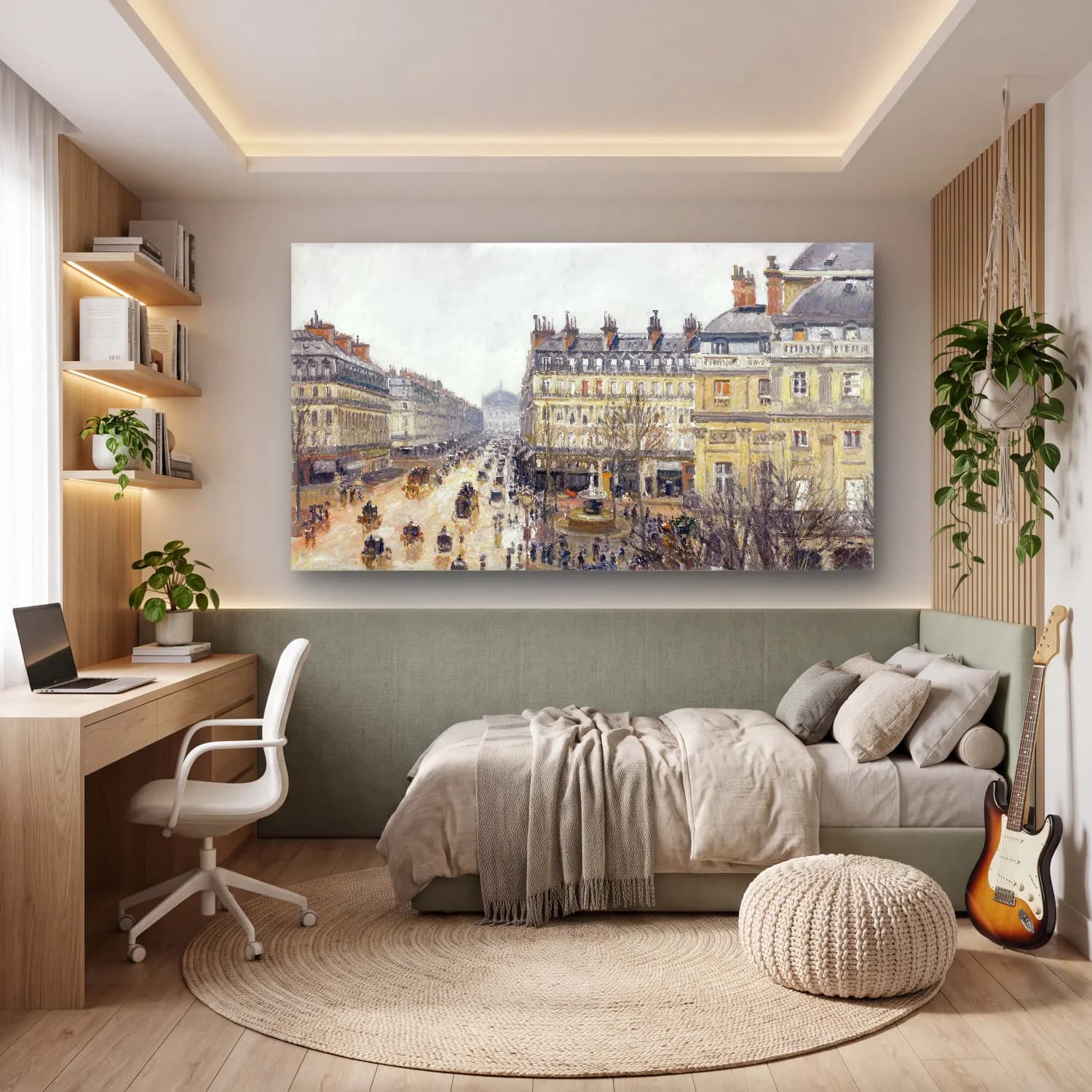 Camille Pissarro – French Theater Square, Paris cam tablo — genç odasında