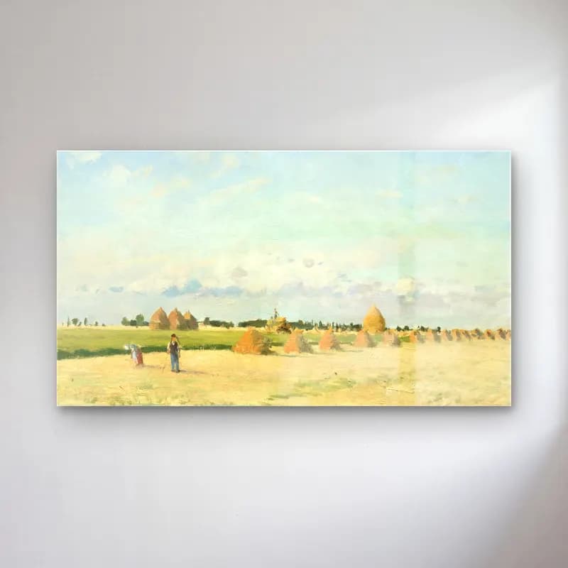 Camille Pissarro – Landscape, Ile-de-France cam tablo — Camille Pissarro – Landscape, Ile-de-France — empresyonist buğday tarlası
