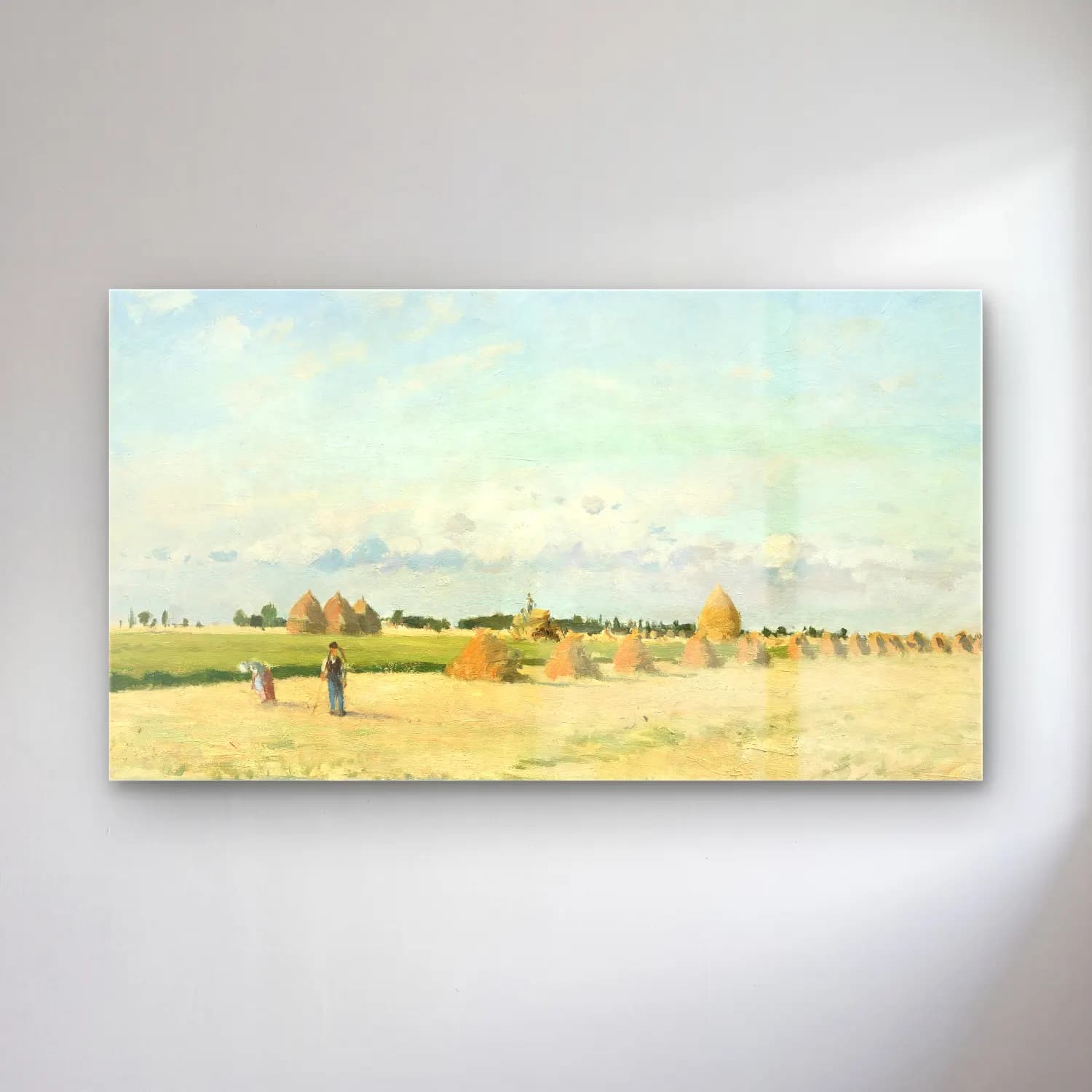 Camille Pissarro – Landscape, Ile-de-France cam tablo — Camille Pissarro – Landscape, Ile-de-France — empresyonist buğday tarlası