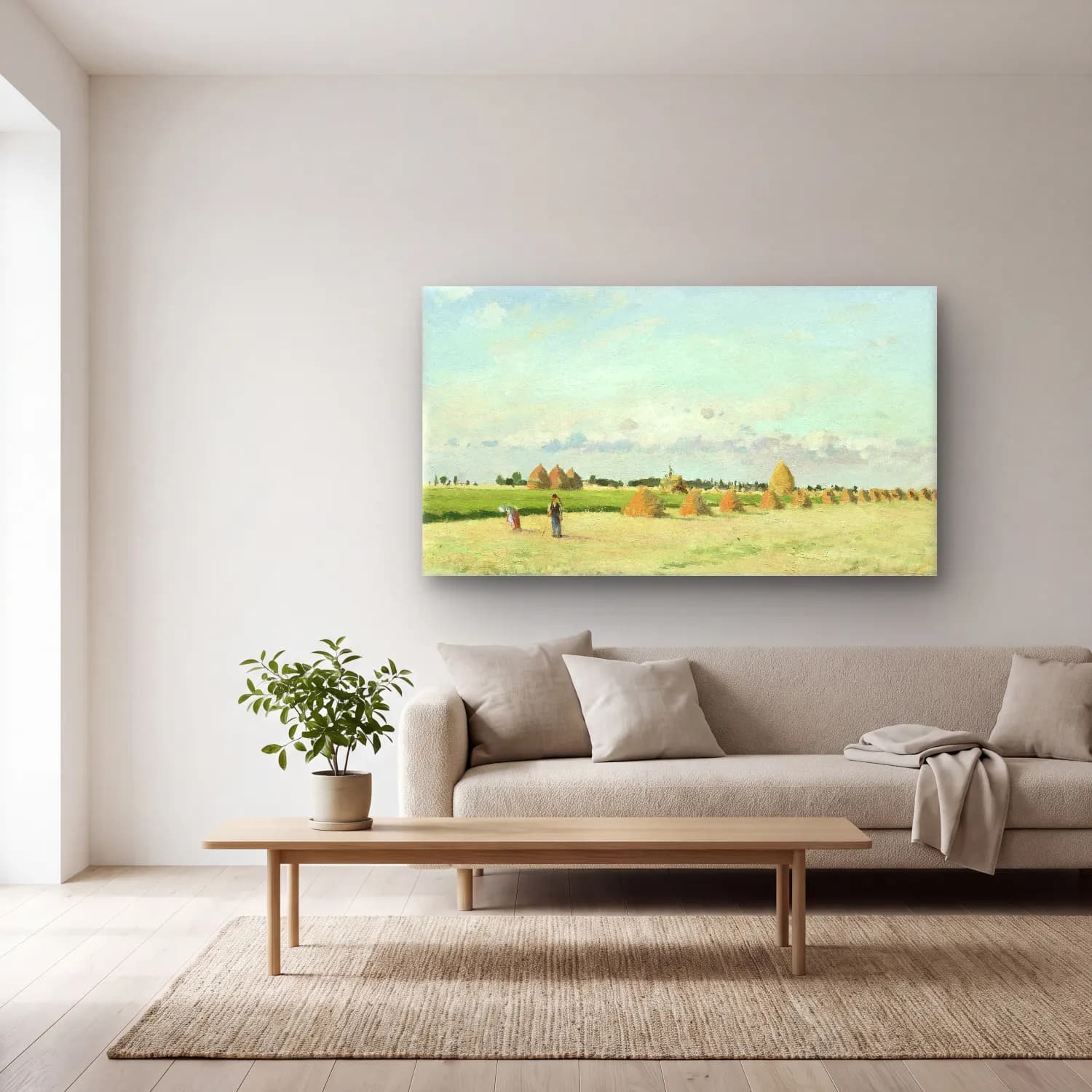 Camille Pissarro – Landscape, Ile-de-France cam tablo — açık renk salonda