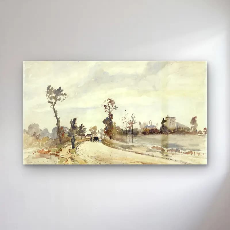 Camille Pissarro – Louveciennes, Route de Saint-Germain cam tablo — Camille Pissarro – Louveciennes, Route de Saint-Germain — suluboya köy sokağı