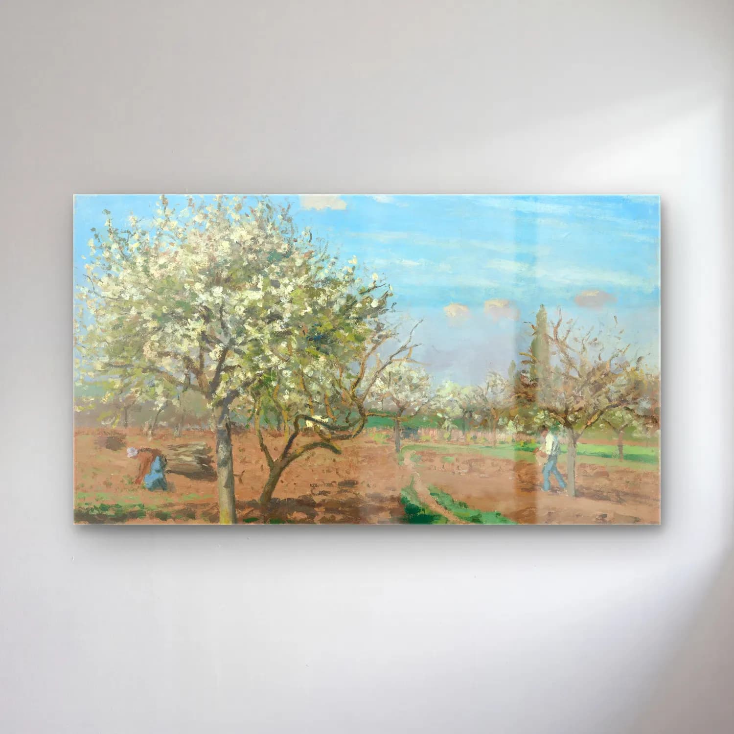 Camille Pissarro – Orchard in Bloom, Louveciennes cam tablo — Camille Pissarro – Orchard in Bloom, Louveciennes — empresyonist kiraz çiçekleri
