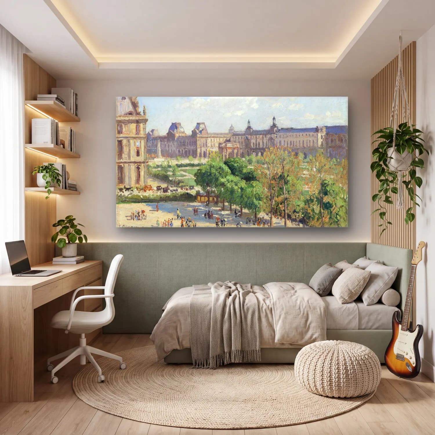 Camille Pissarro – Place du Carrousel, Paris cam tablo — genç odasında
