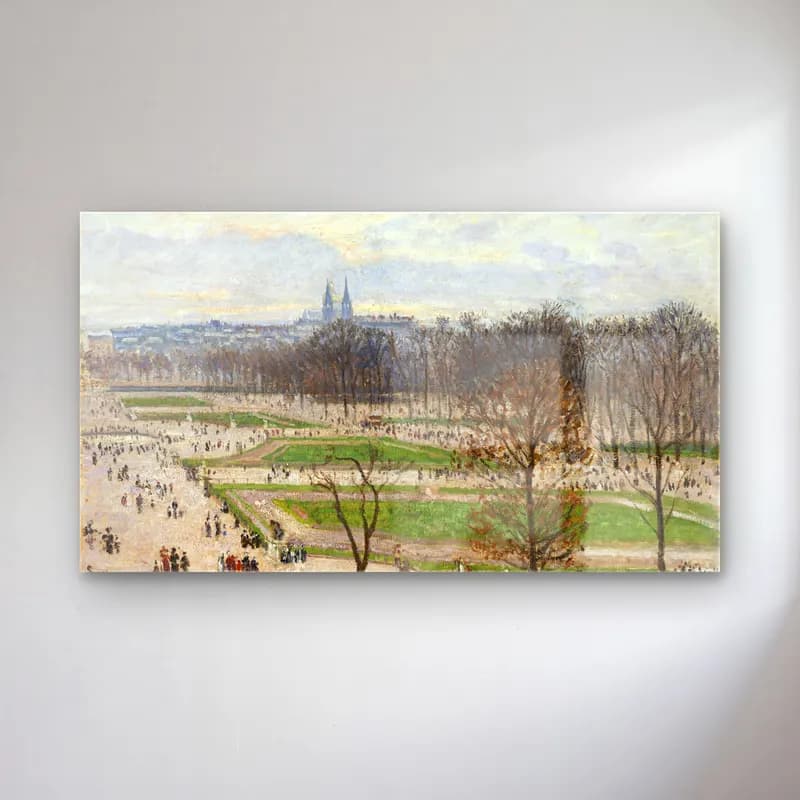 Camille Pissarro – The Garden of the Tuileries on a Winter Afternoon cam tablo — Camille Pissarro – The Garden of the Tuileries on a Winter Afternoon — empresyonist paris ve eyfel kulesi
