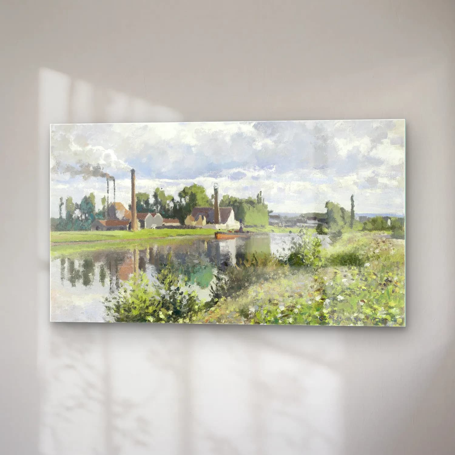 Camille Pissarro – The River Oise near Pontoise cam tablo — sağ açıdan görünüm