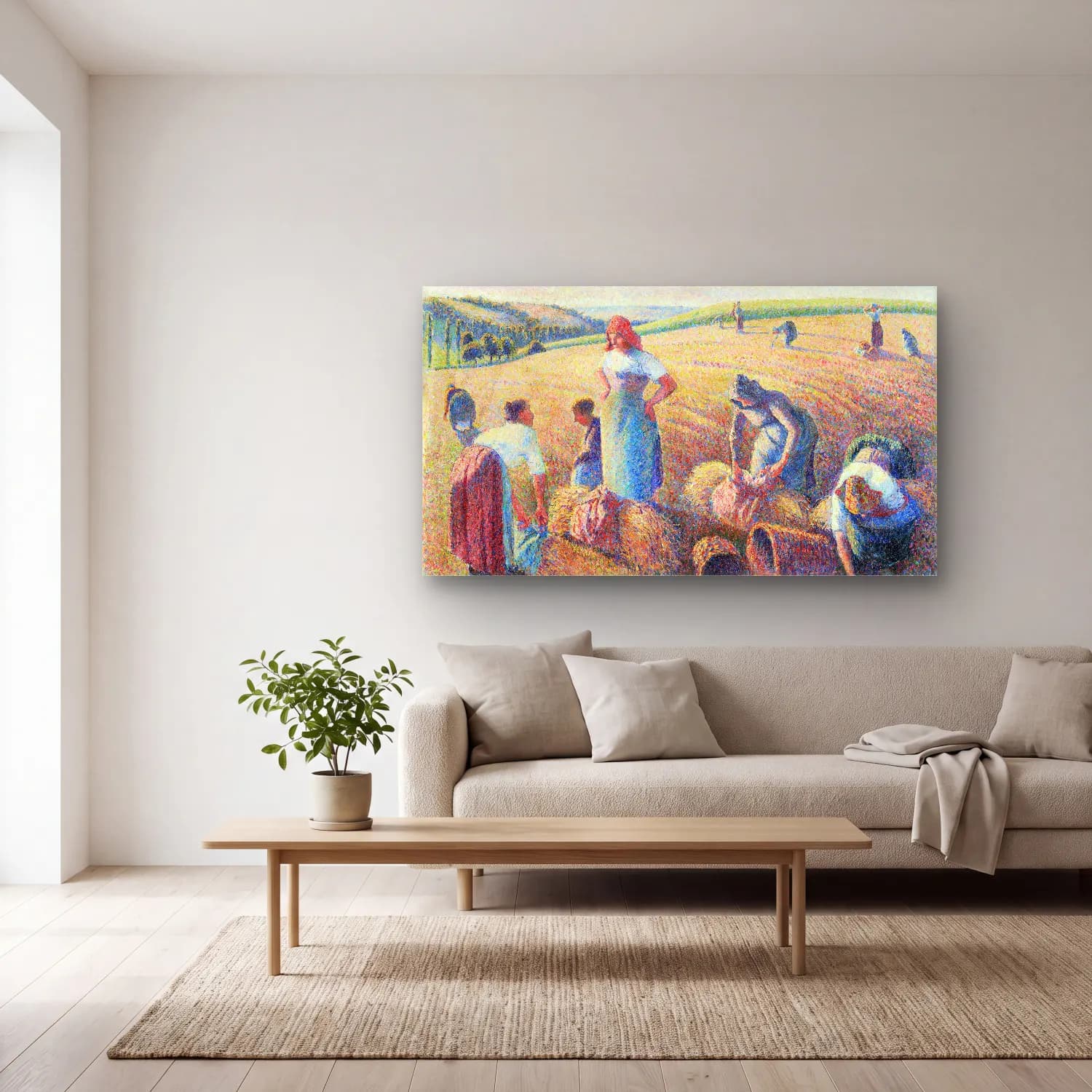 Camille Pissarro – The gleaners cam tablo — açık renk salonda