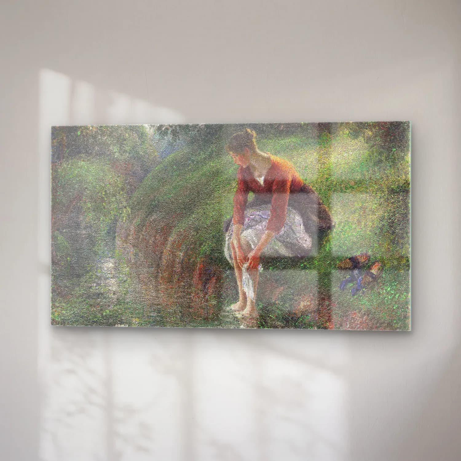 Camille Pissarro – Woman Bathing Her Feet in a Brook cam tablo — sağ açıdan görünüm