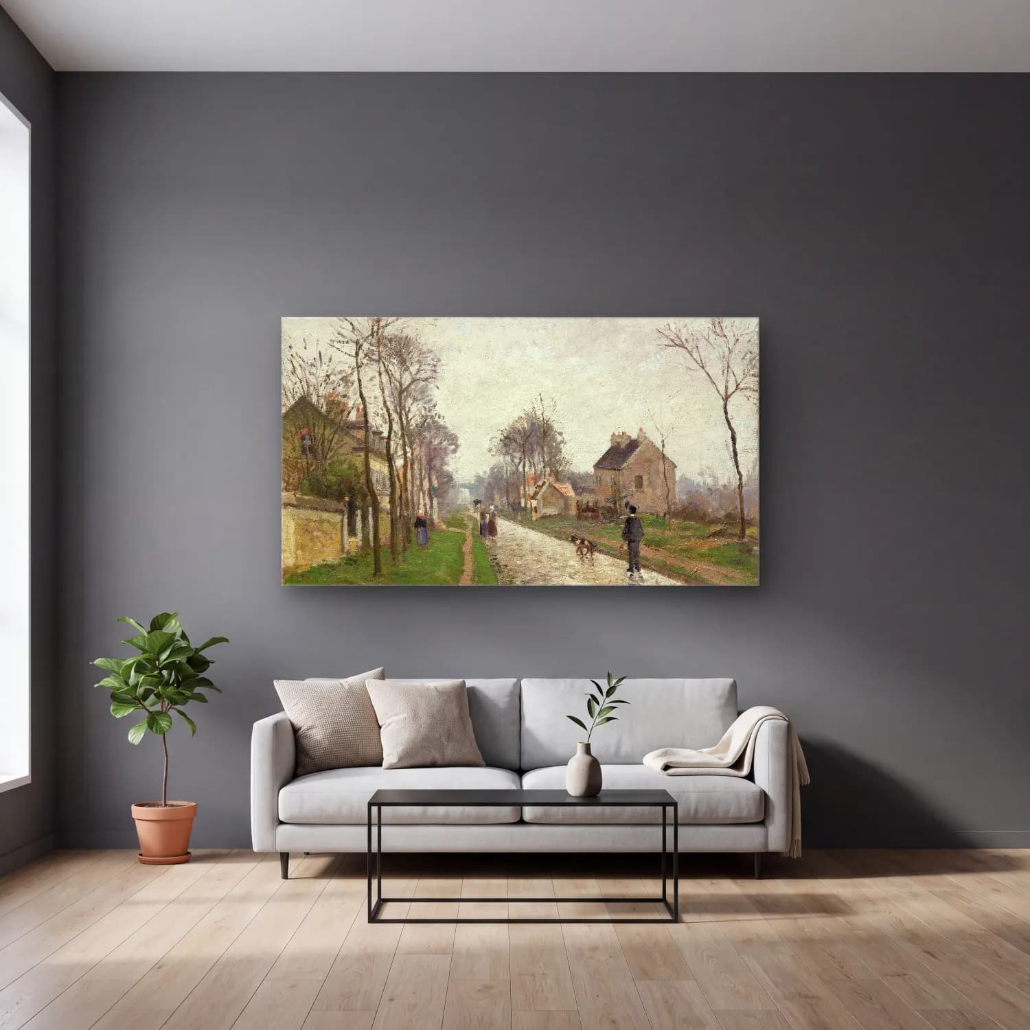 Camille Pissarro – image-from-rawpixel-id-3499882-jpeg cam tablo — gri duvarlı salonda