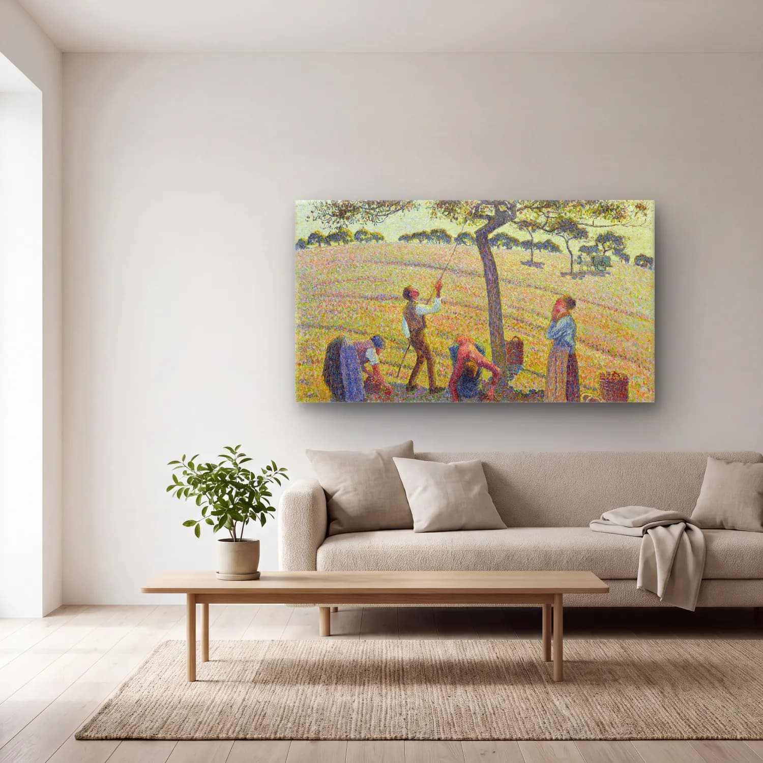 Camille Pissarro – Apple Harvest cam tablo — açık renk salonda