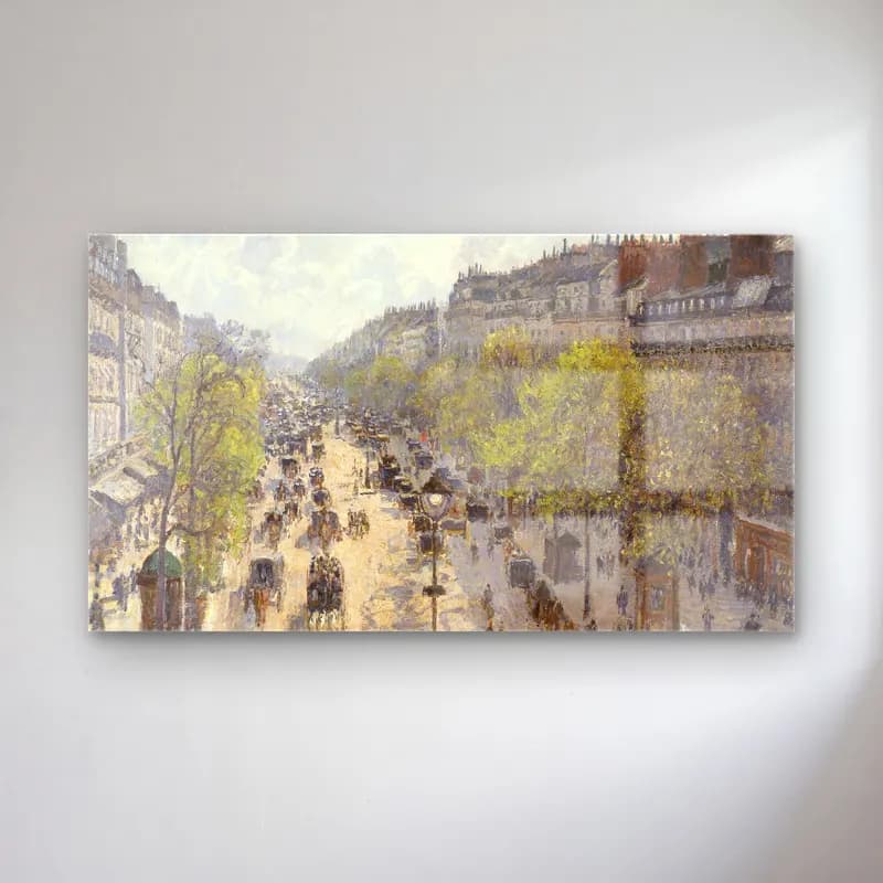 Camille Pissarro – Boulevard Montmartre Spring cam tablo — Camille Pissarro – Boulevard Montmartre Spring — empresyonist kalabalık cadde