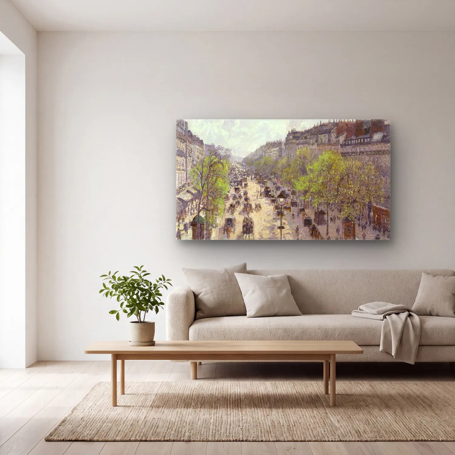 Camille Pissarro – Boulevard Montmartre Spring cam tablo — açık renk salonda