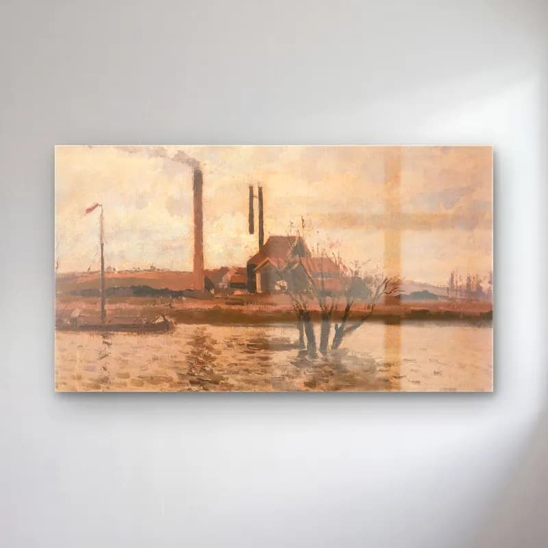 Camille Pissarro – La Crue le l´Oise Pontoise cam tablo — Camille Pissarro – La Crue le l´Oise Pontoise — empresyonist kırda nehir