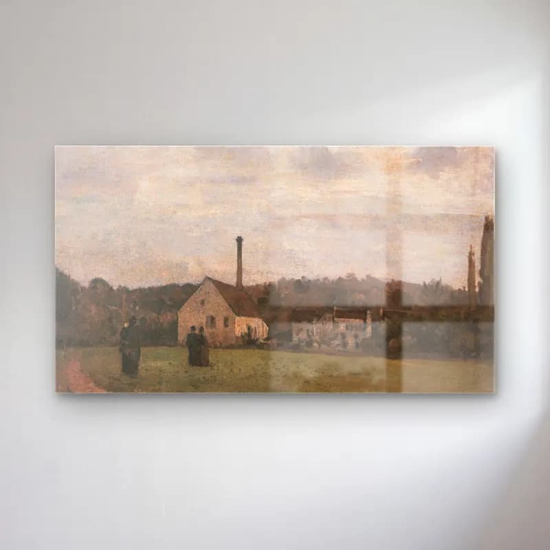 Camille Pissarro – La Petite Fabrique cam tablo — Camille Pissarro – La Petite Fabrique — empresyonist kır evi