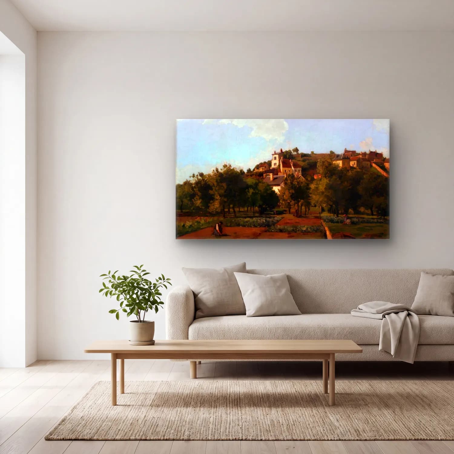 Camille Pissarro – Le Gardin de Mauboisson Pontoise cam tablo — açık renk salonda