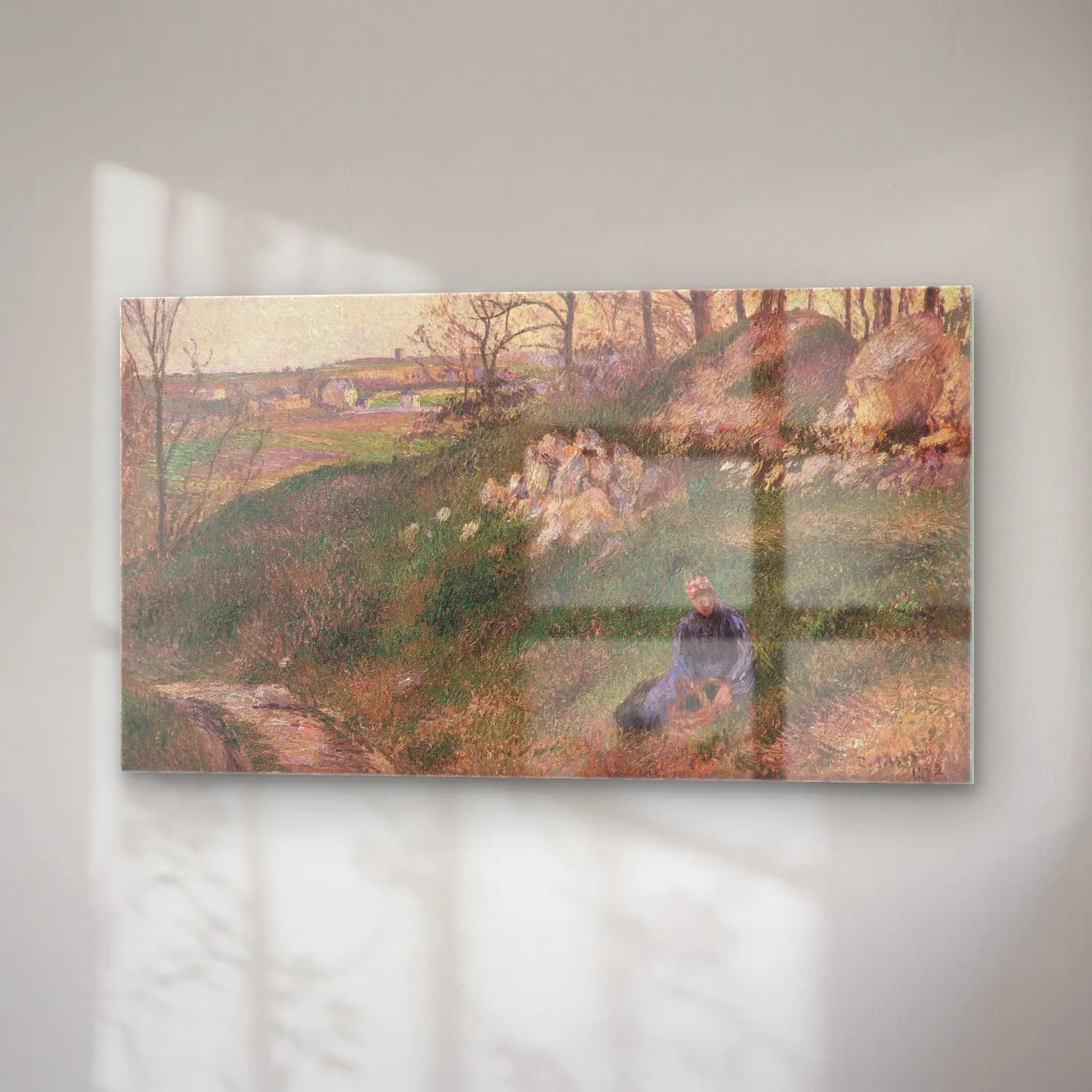 Camille Pissarro – Les Carrières du Chou Pontoise cam tablo — sağ açıdan görünüm