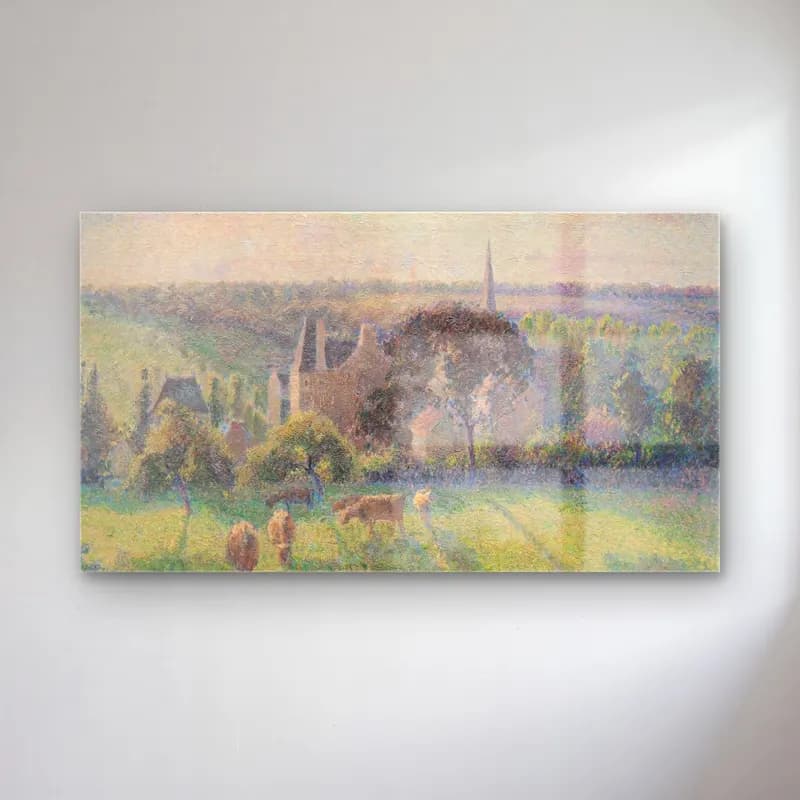 Camille Pissarro – Paysage à Éragny cam tablo — Camille Pissarro – Paysage à Éragny — empresyonist kır evi