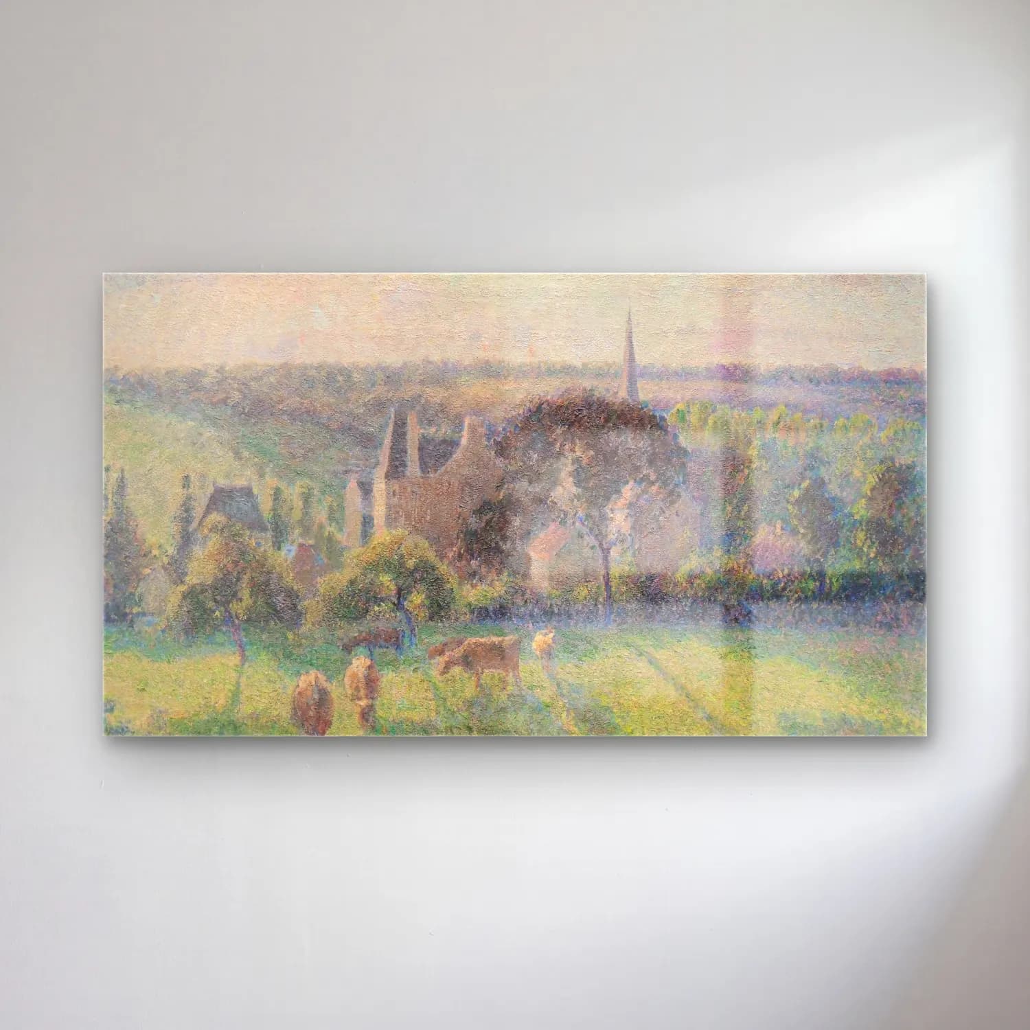 Camille Pissarro – Paysage à Éragny cam tablo — Camille Pissarro – Paysage à Éragny — empresyonist kır evi