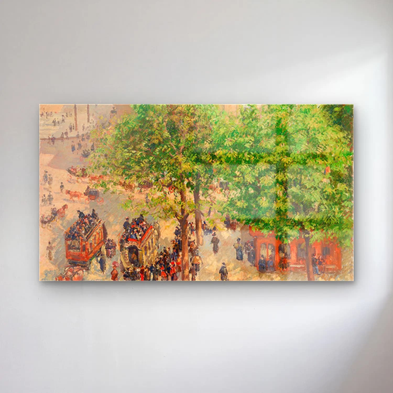 Camille Pissarro – Place du Théâtre-Français cam tablo — Camille Pissarro – Place du Théâtre-Français — empresyonist kalabalık cadde