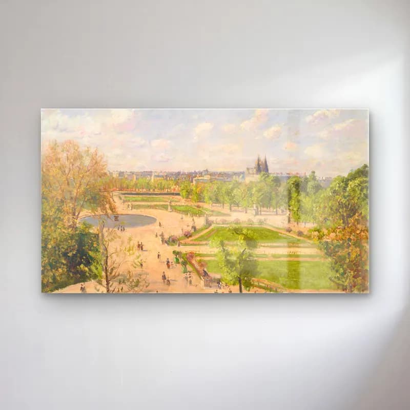 Camille Pissarro – The Garden of the Tuileries on a Spring Morning cam tablo — Camille Pissarro – The Garden of the Tuileries on a Spring Morning — empresyonist çiçek bahçesi