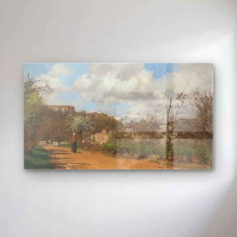 Camille Pissarro – View from Louveciennes cam tablo — Camille Pissarro – View from Louveciennes — empresyonist kiraz çiçekleri