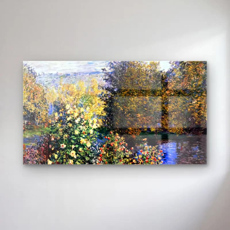 Claude Monet – A Corner of the Hoschedé Garden at Montgeron cam tablo — Claude Monet – A Corner of the Hoschedé Garden at Montgeron — empresyonist çiçek bahçesi