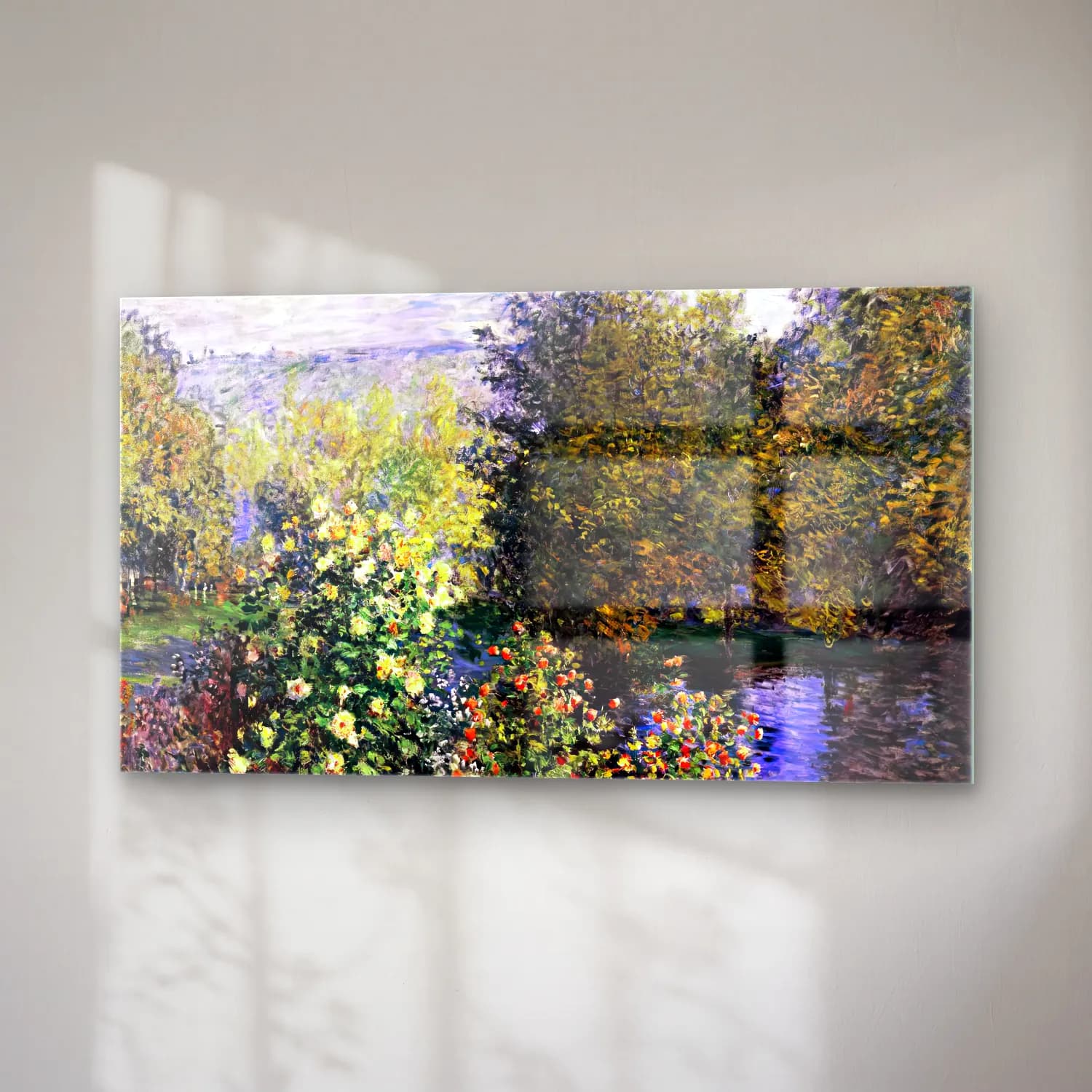 Claude Monet – A Corner of the Hoschedé Garden at Montgeron cam tablo — sağ açıdan görünüm