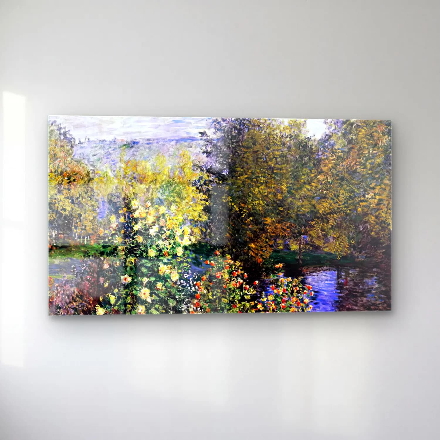 Claude Monet – A Corner of the Hoschedé Garden at Montgeron cam tablo — sol açıdan görünüm