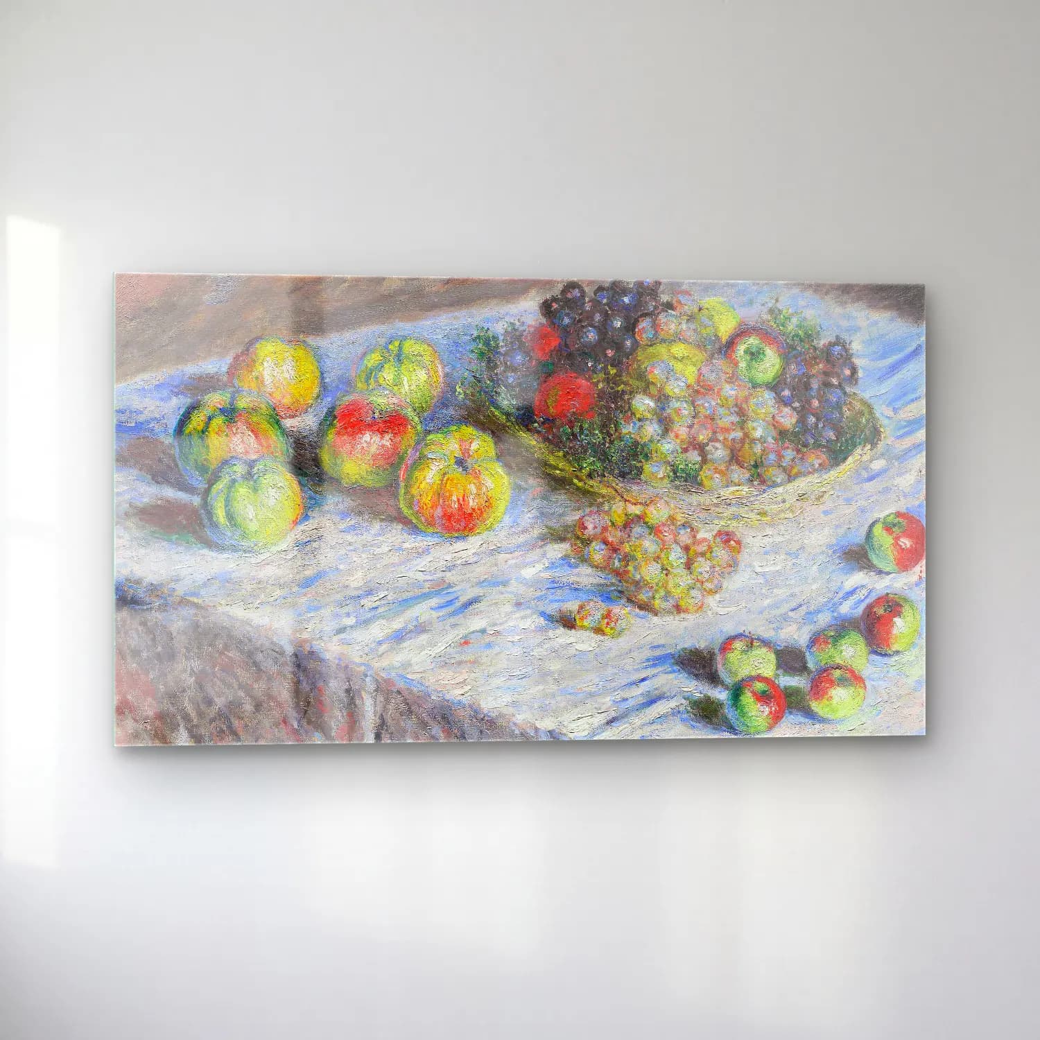 Claude Monet – Apples and Grapes cam tablo — sol açıdan görünüm