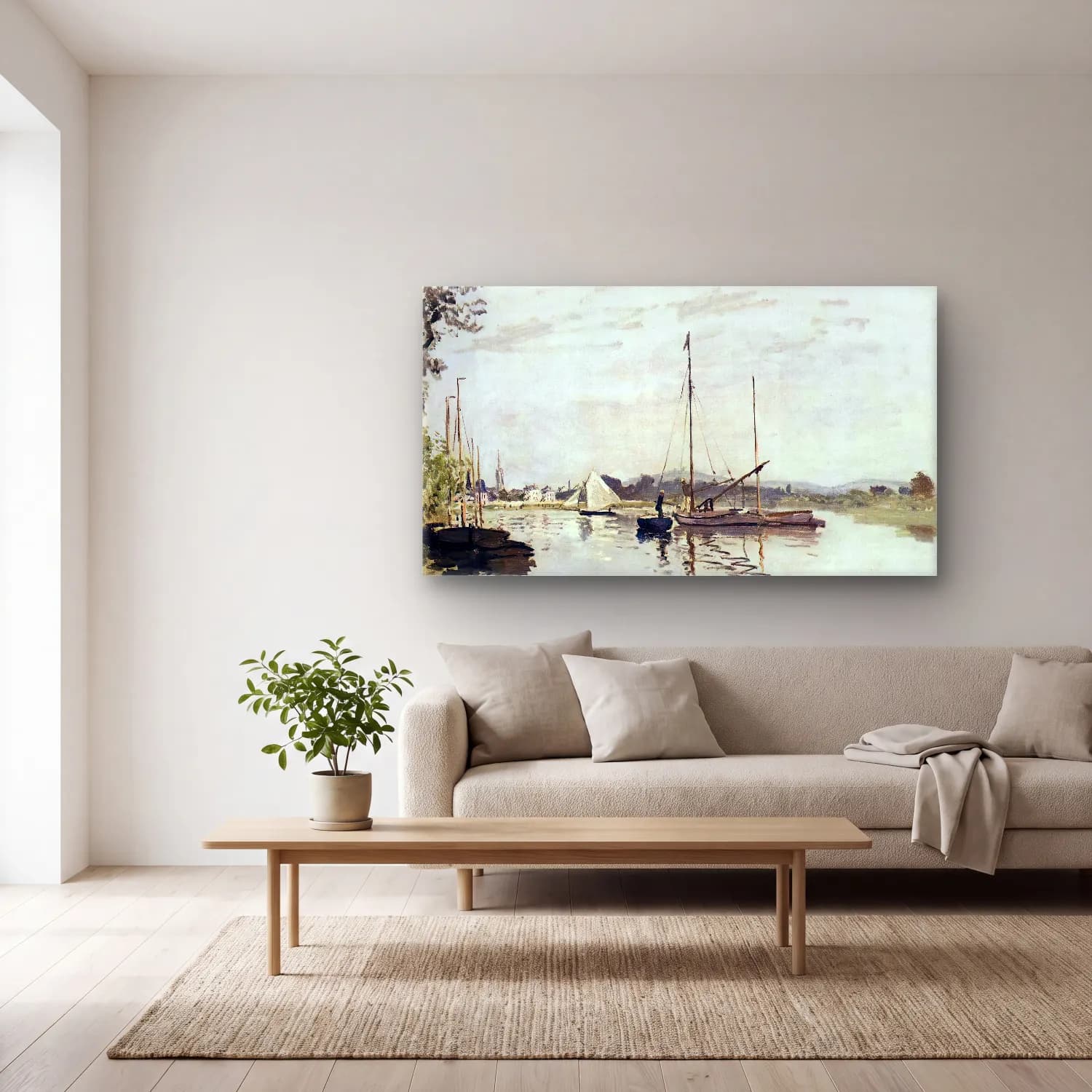 Claude Monet – Argenteuil – Bej Tonlar cam tablo — açık renk salonda