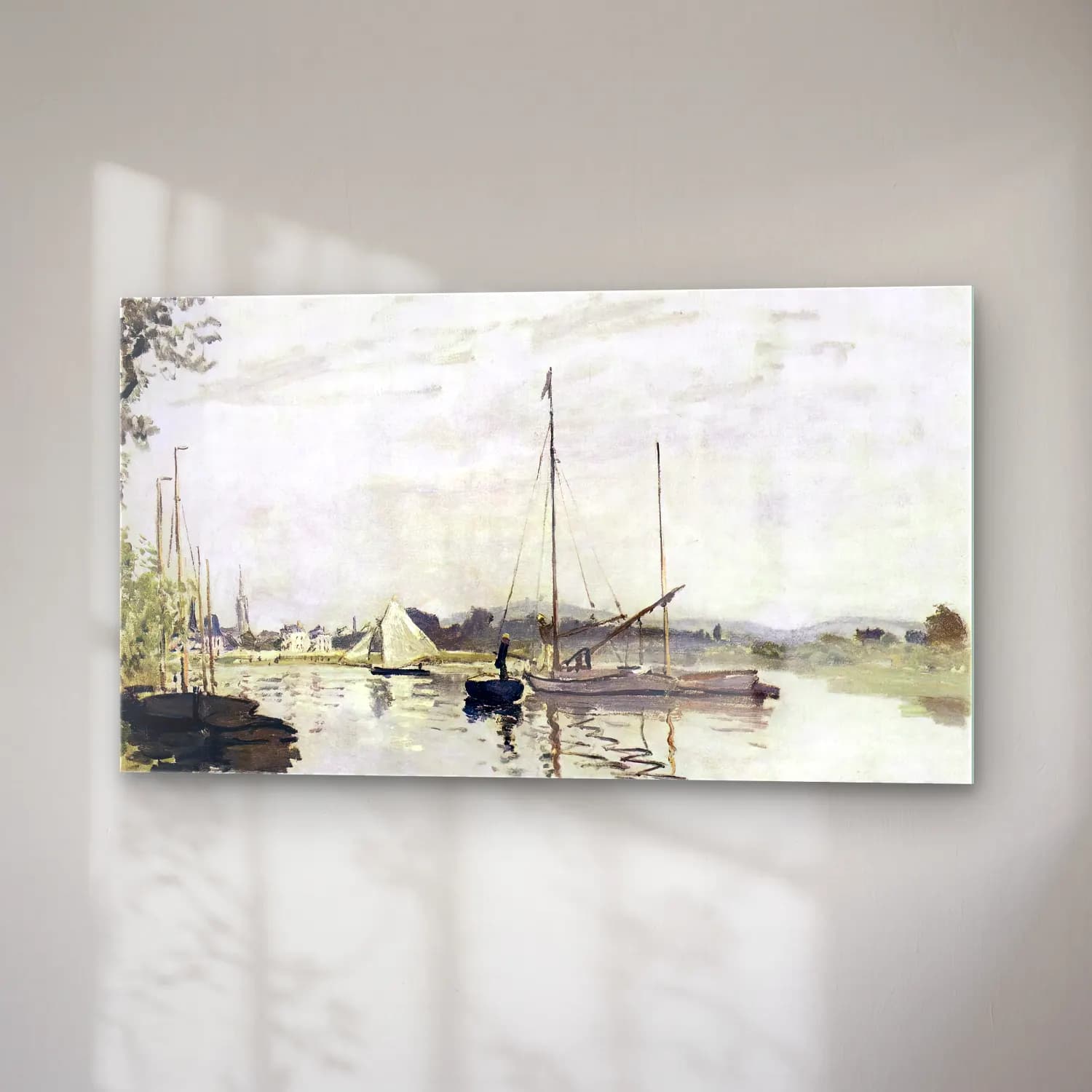 Claude Monet – Argenteuil – Bej Tonlar cam tablo — sağ açıdan görünüm