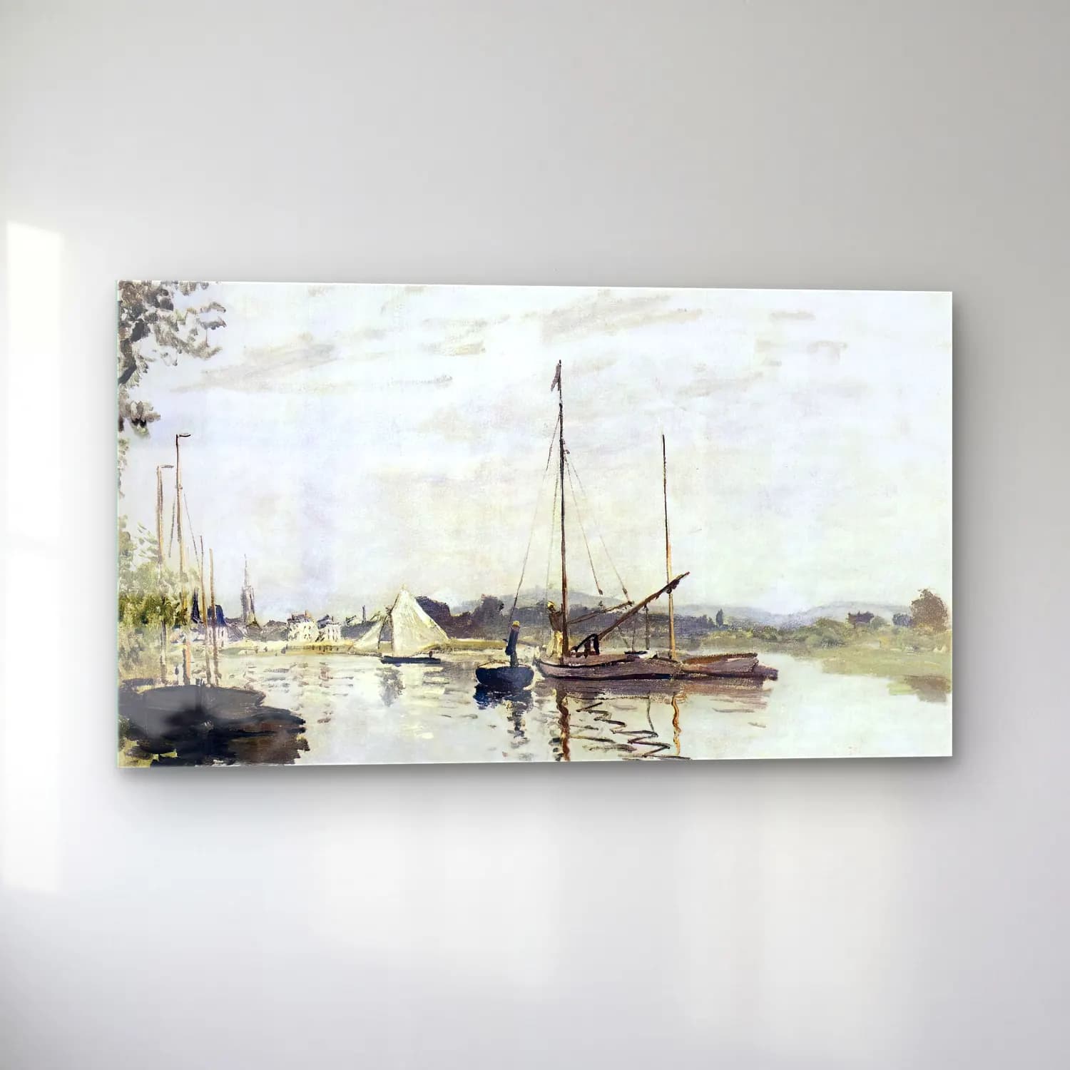 Claude Monet – Argenteuil – Bej Tonlar cam tablo — sol açıdan görünüm