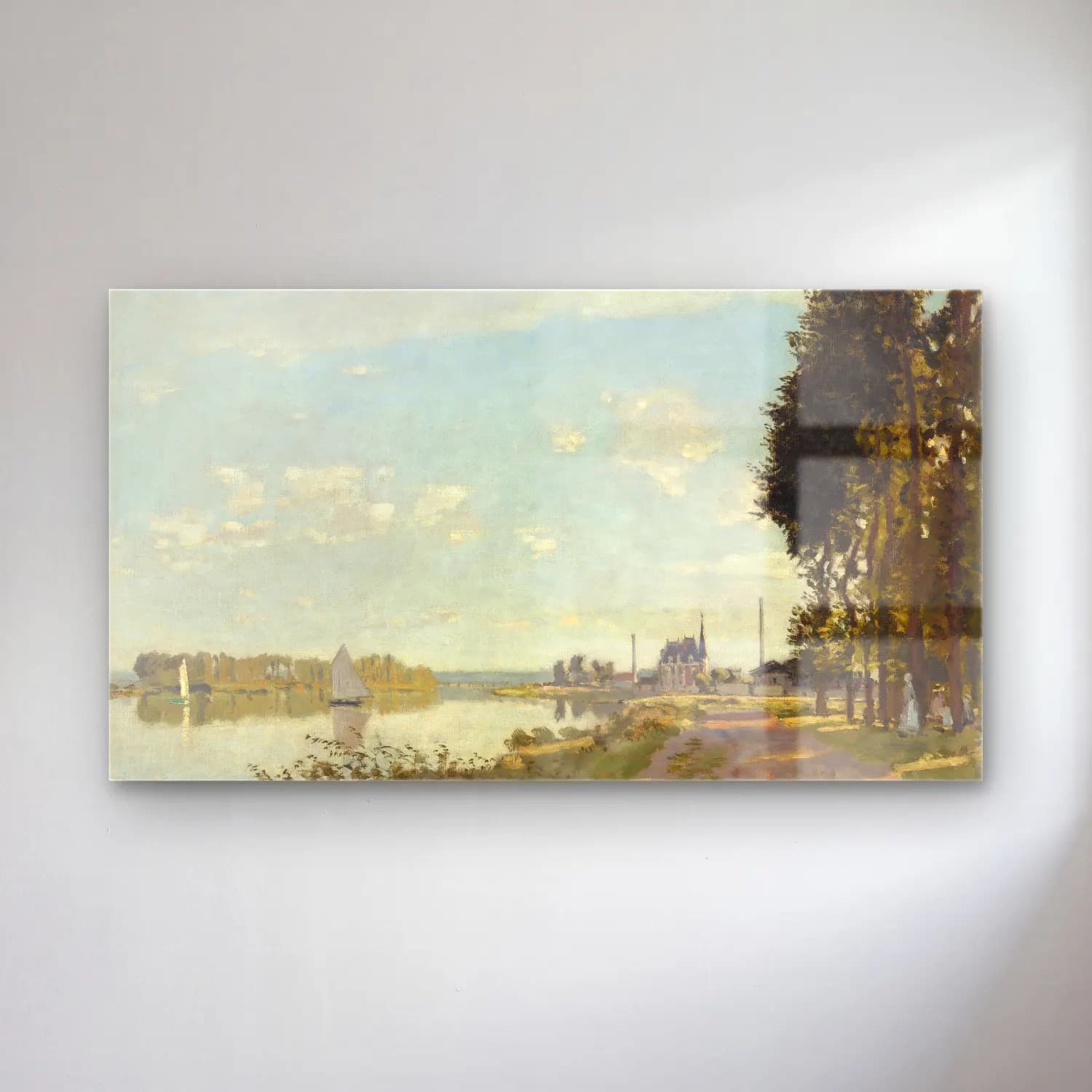 Claude Monet – Argenteuil No. 4 cam tablo — Claude Monet – Argenteuil No. 4 — empresyonist kırda nehir