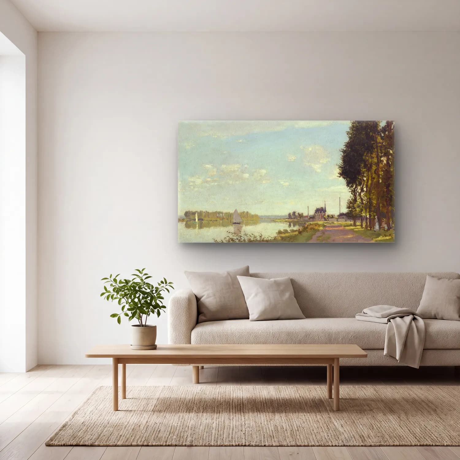 Claude Monet – Argenteuil No. 4 cam tablo — açık renk salonda