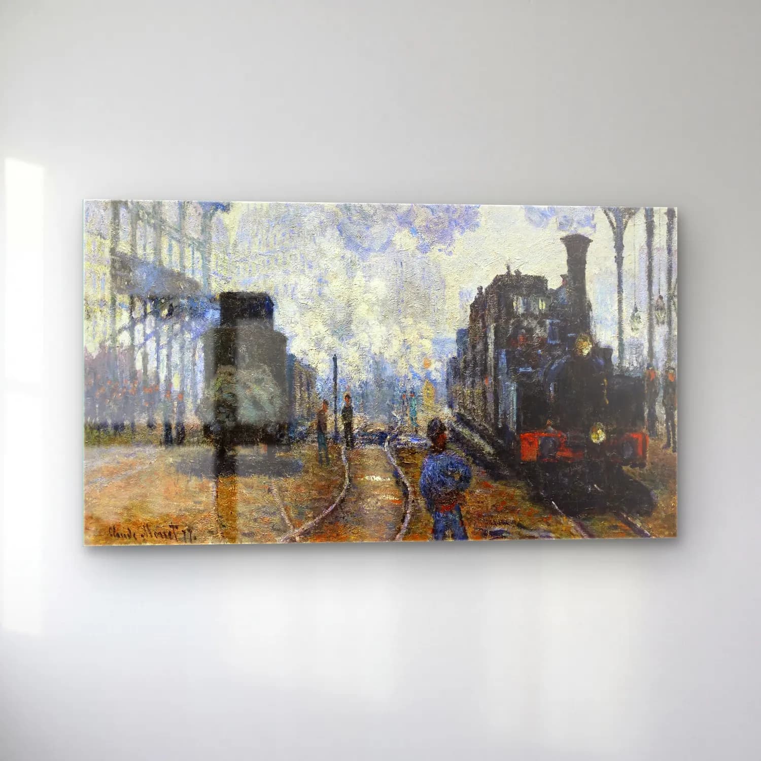 Claude Monet – Arrival of the Normandy Train cam tablo — sol açıdan görünüm
