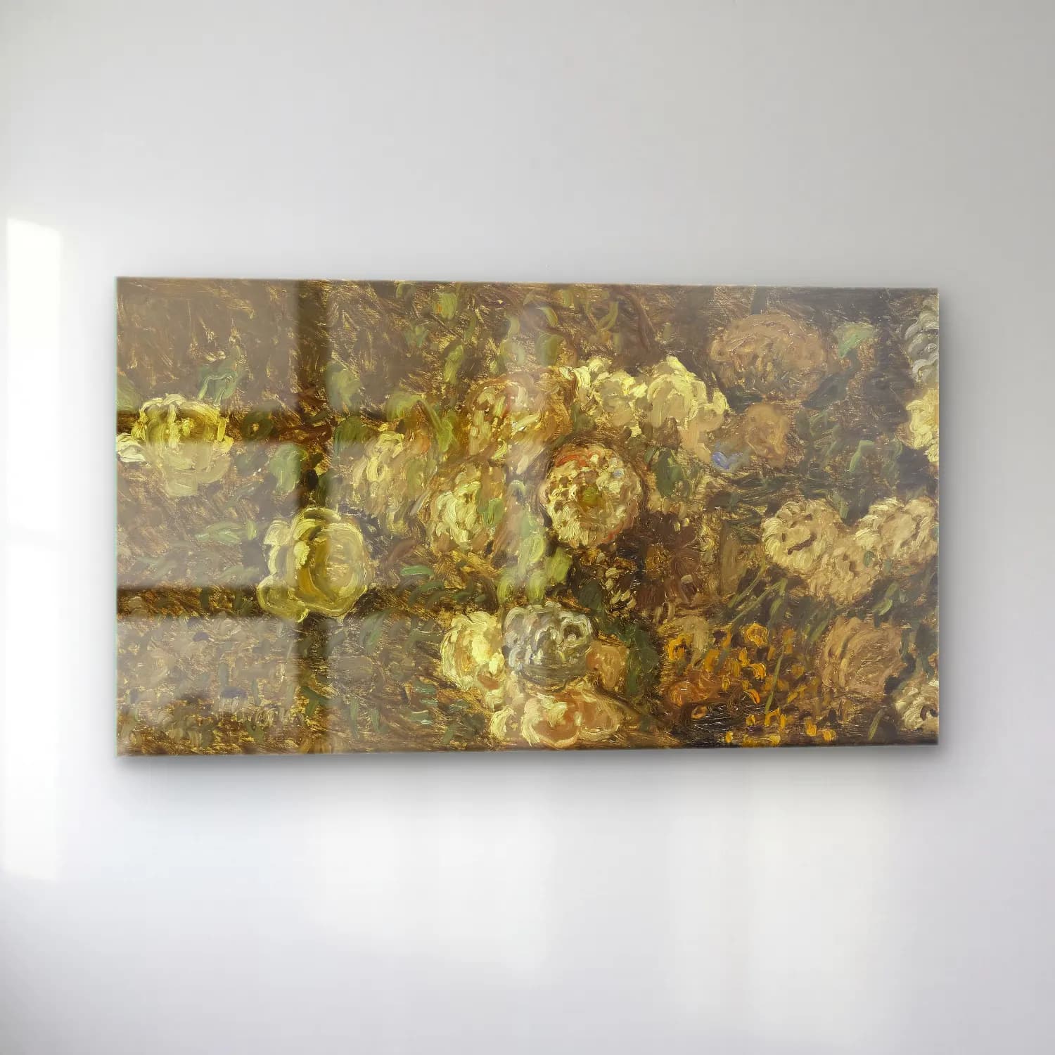 Claude Monet – Bloemen – Bej Tonlar cam tablo — sol açıdan görünüm