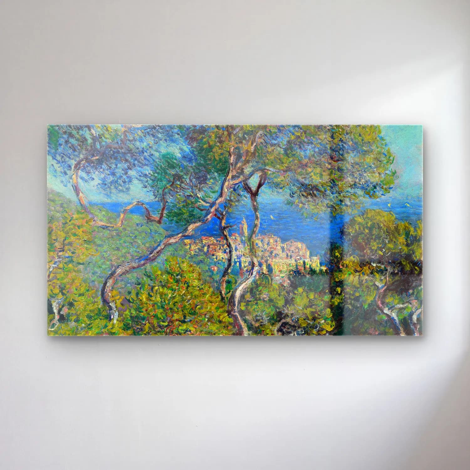 Claude Monet – Bordighera cam tablo — Claude Monet – Bordighera — empresyonist akdeniz sahil kasabası