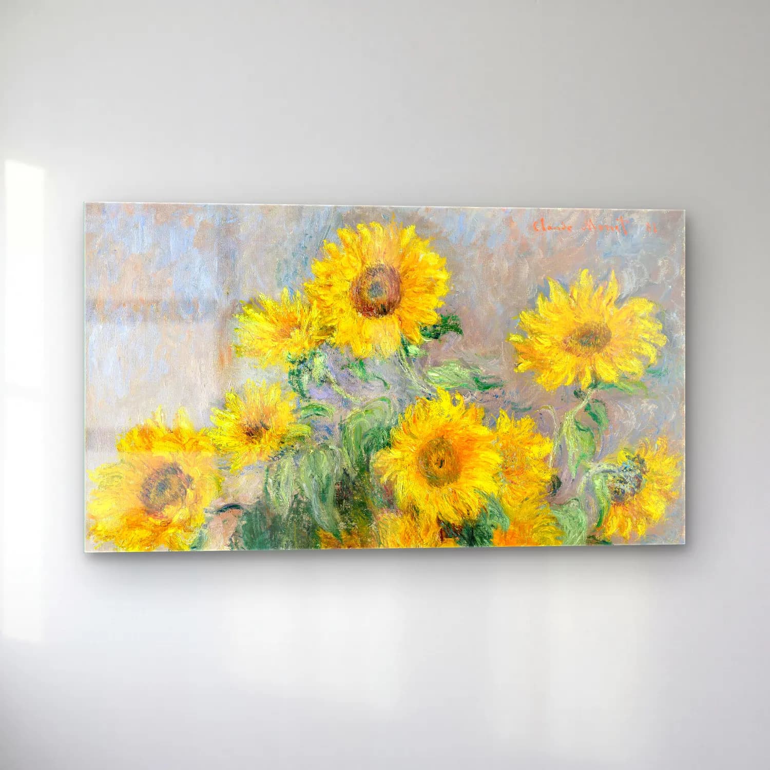 Claude Monet – Bouquet of Sunflowers cam tablo — sol açıdan görünüm