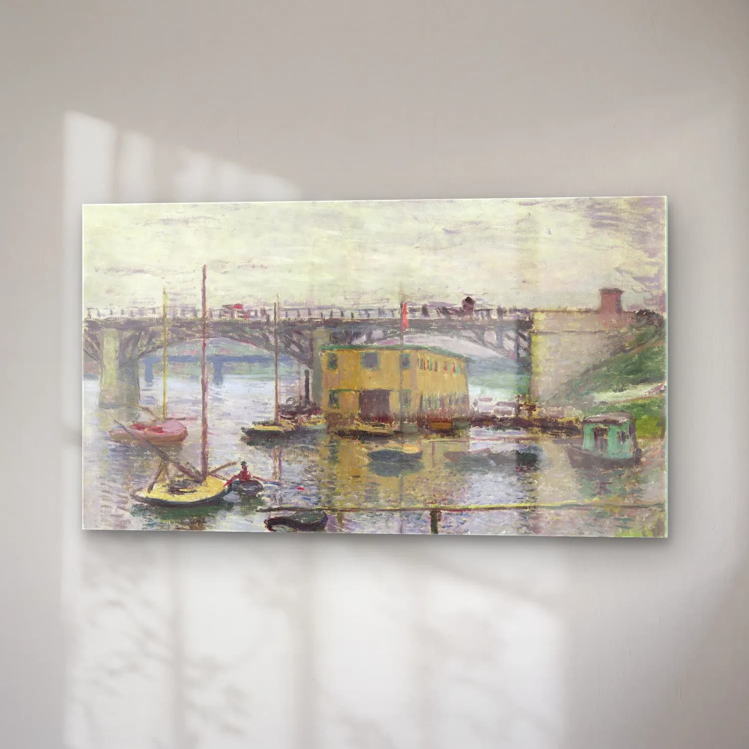 Claude Monet – Bridge at Argenteuil on a Gray Day cam tablo — sağ açıdan görünüm