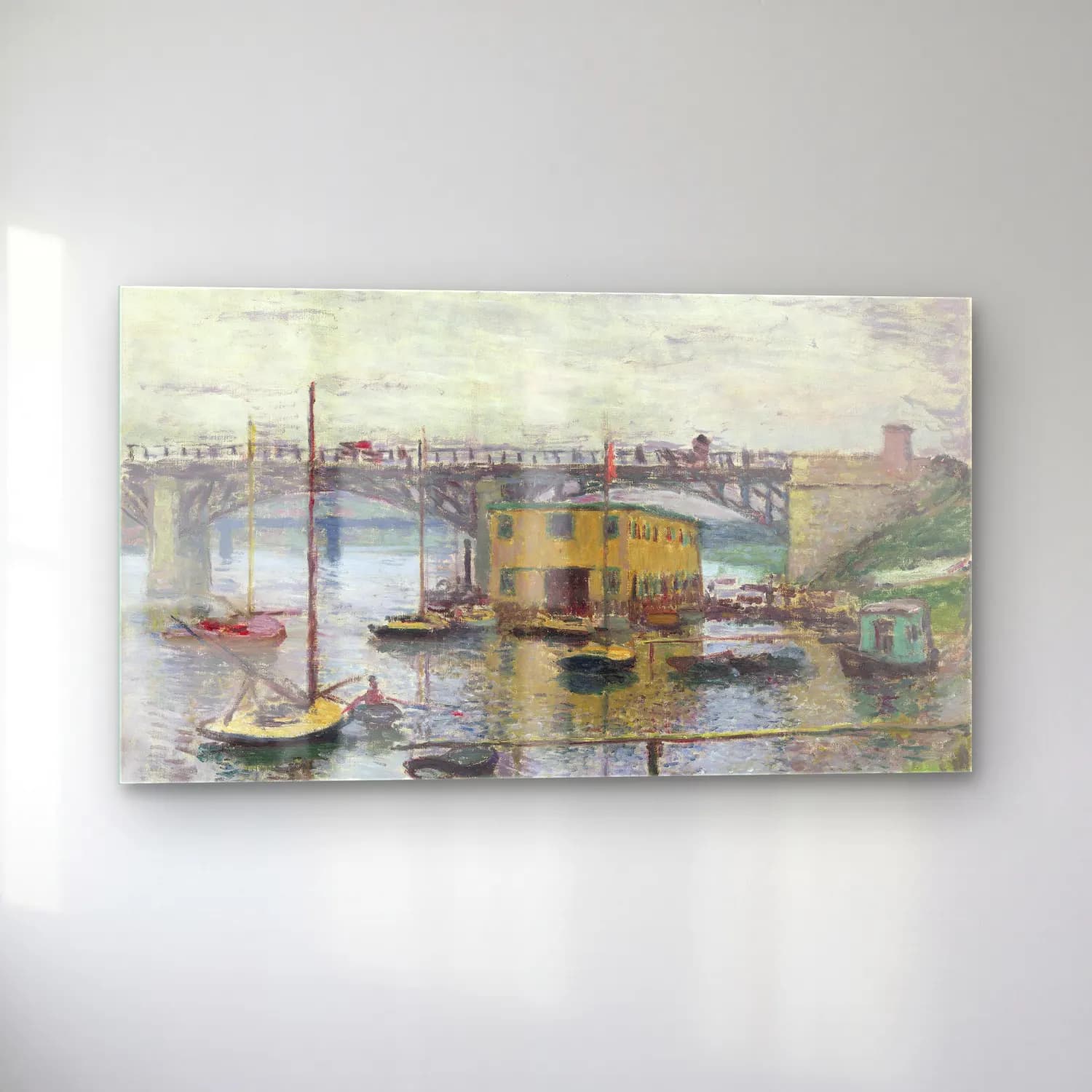 Claude Monet – Bridge at Argenteuil on a Gray Day cam tablo — sol açıdan görünüm