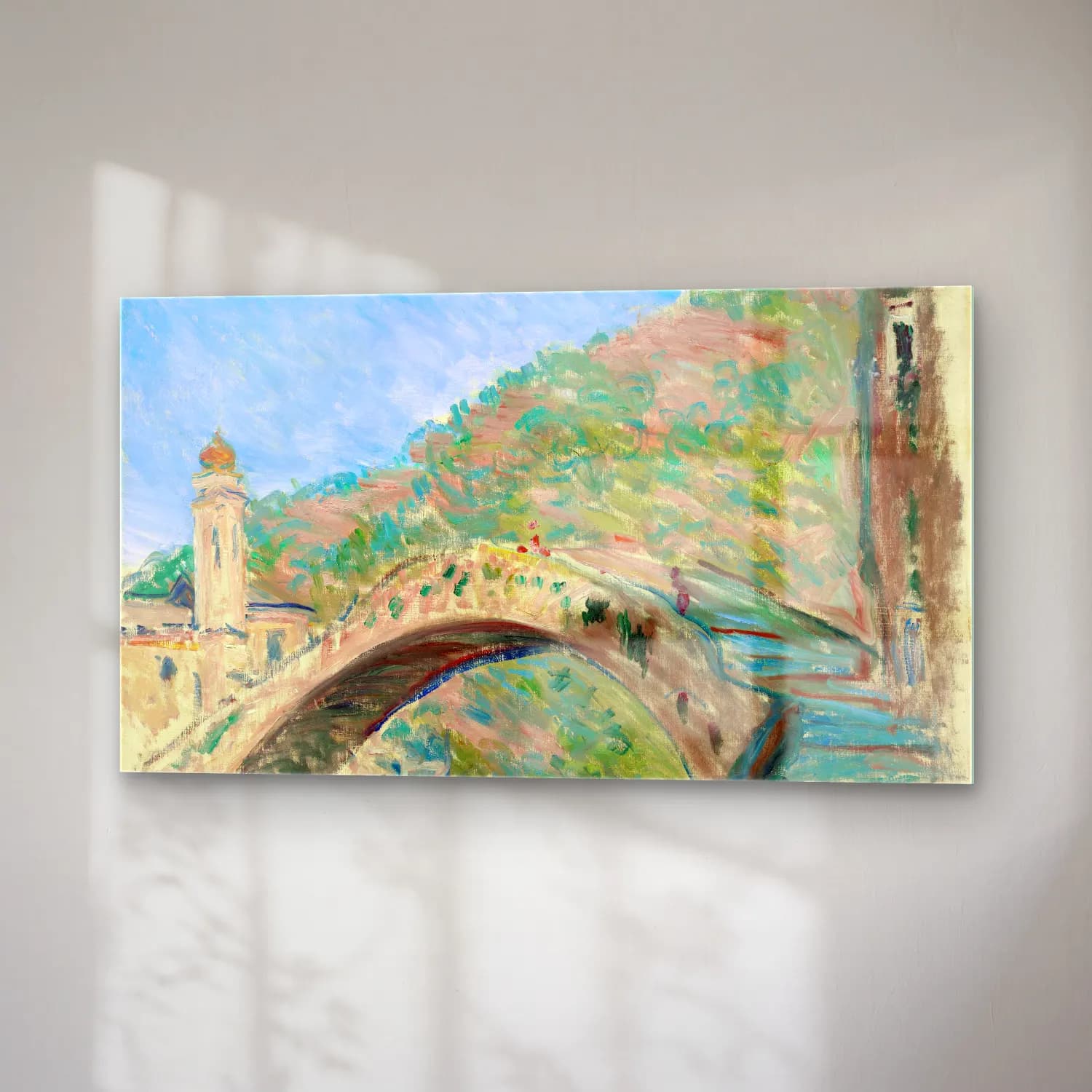 Claude Monet – Bridge at Dolceacqua cam tablo — sağ açıdan görünüm
