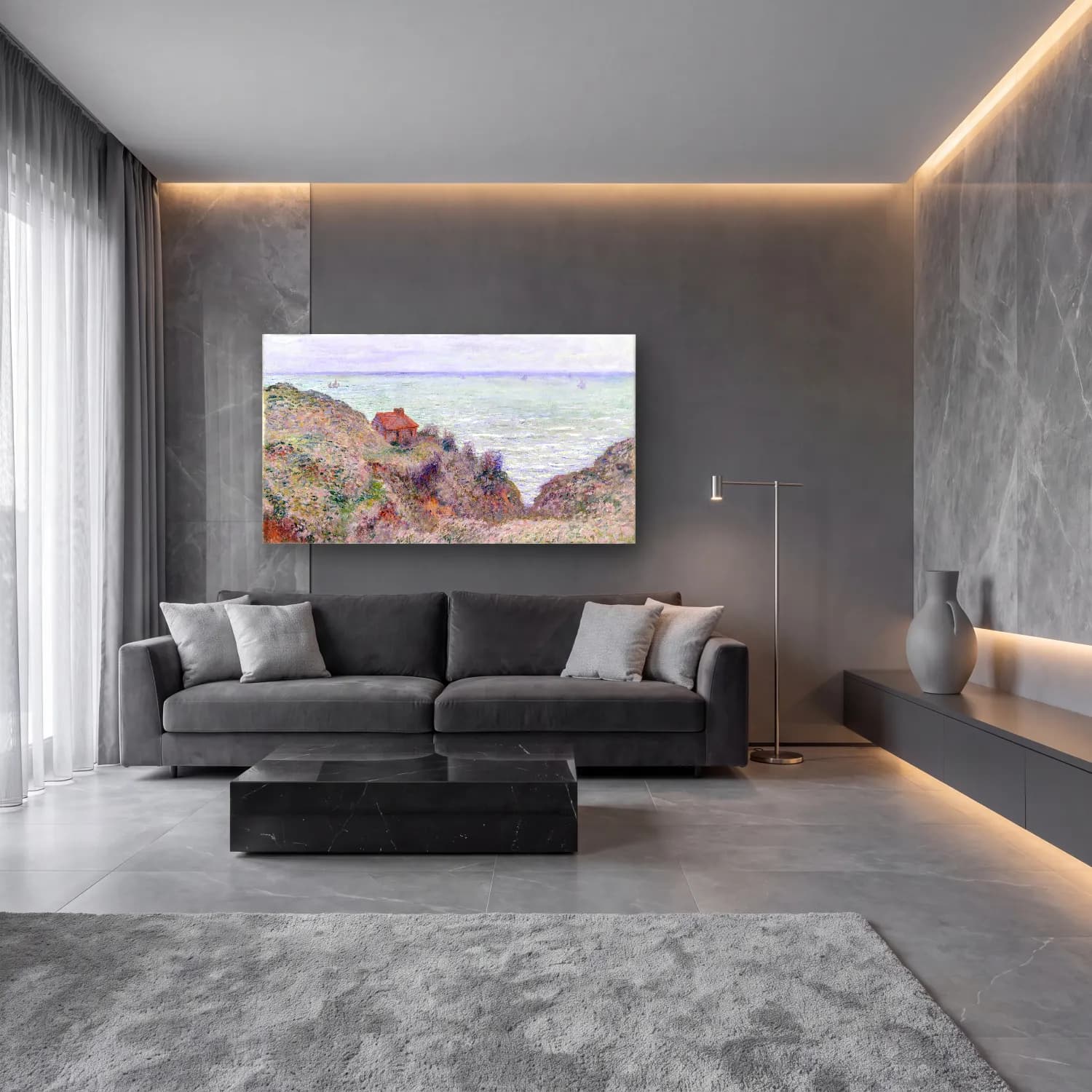 Claude Monet – Cabin of the Customs Watch cam tablo — lüks salon duvarında