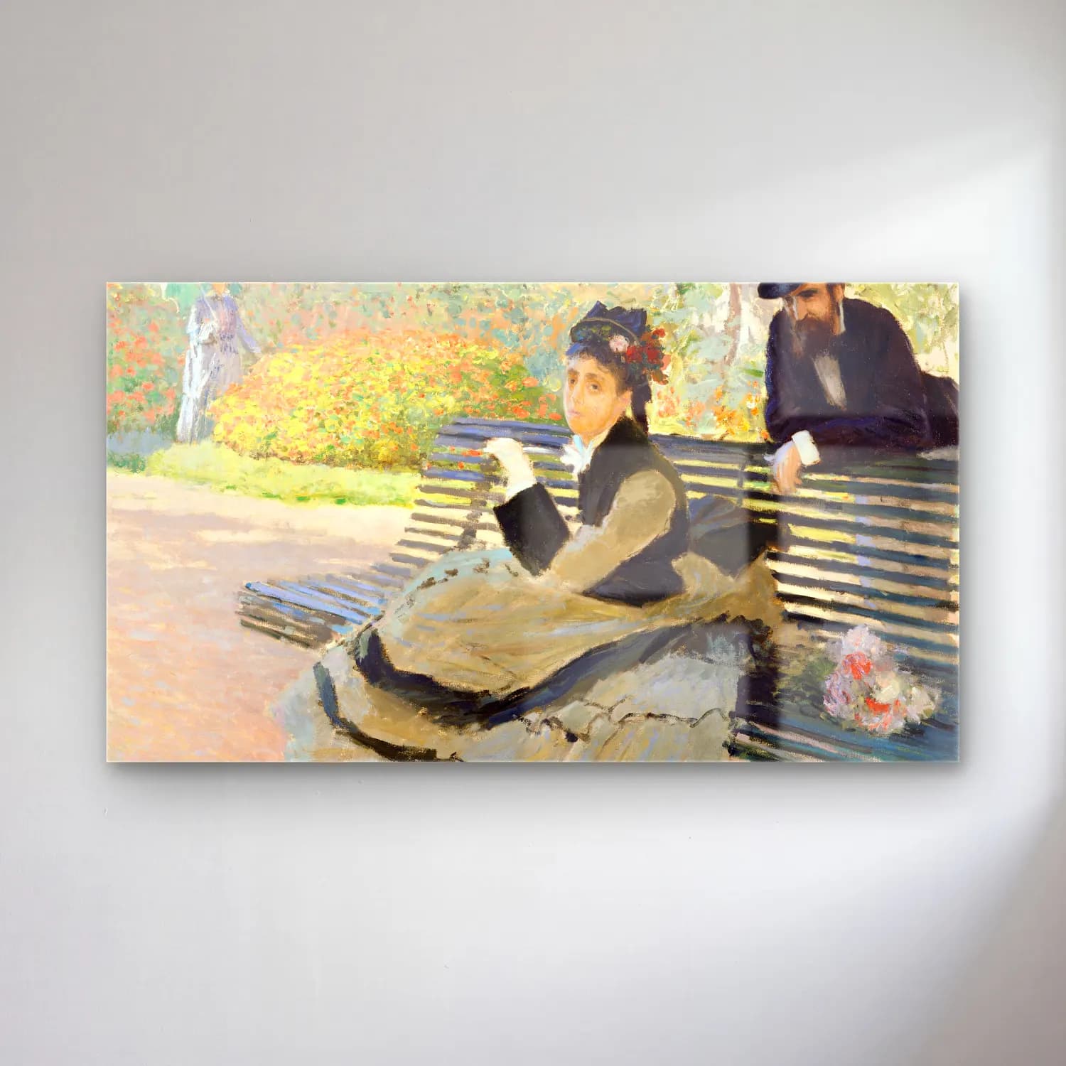 Claude Monet – Camille Monet on a Garden Bench cam tablo — Claude Monet – Camille Monet on a Garden Bench — empresyonist kitap okuyan kadın