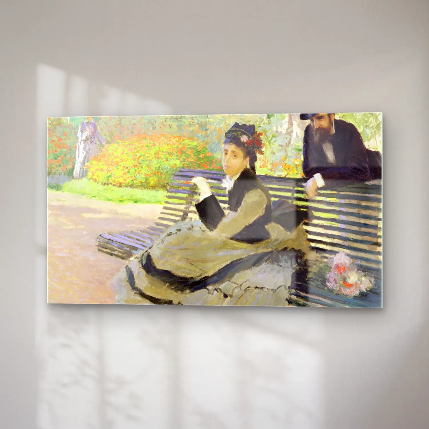 Claude Monet – Camille Monet on a Garden Bench cam tablo — sağ açıdan görünüm