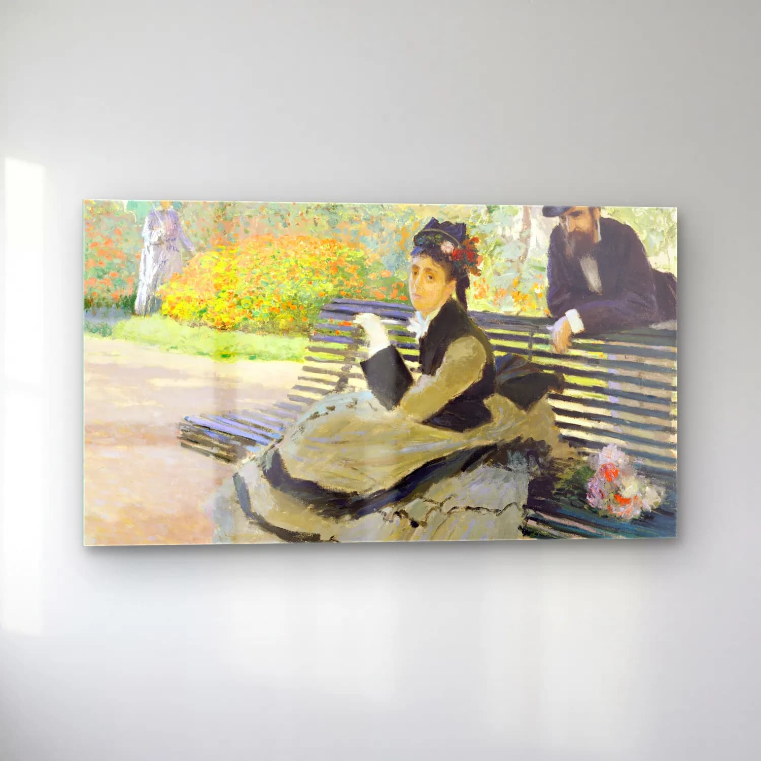 Claude Monet – Camille Monet on a Garden Bench cam tablo — sol açıdan görünüm