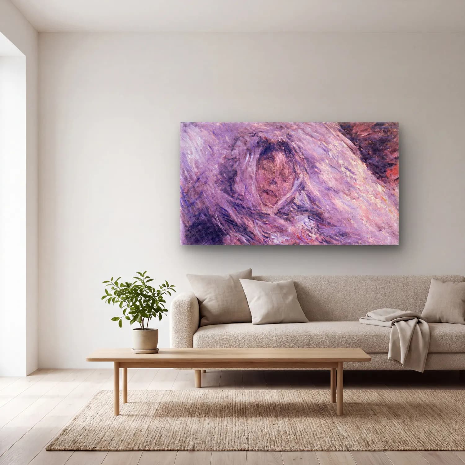 Claude Monet – Camille Monet on her deathbed cam tablo — açık renk salonda