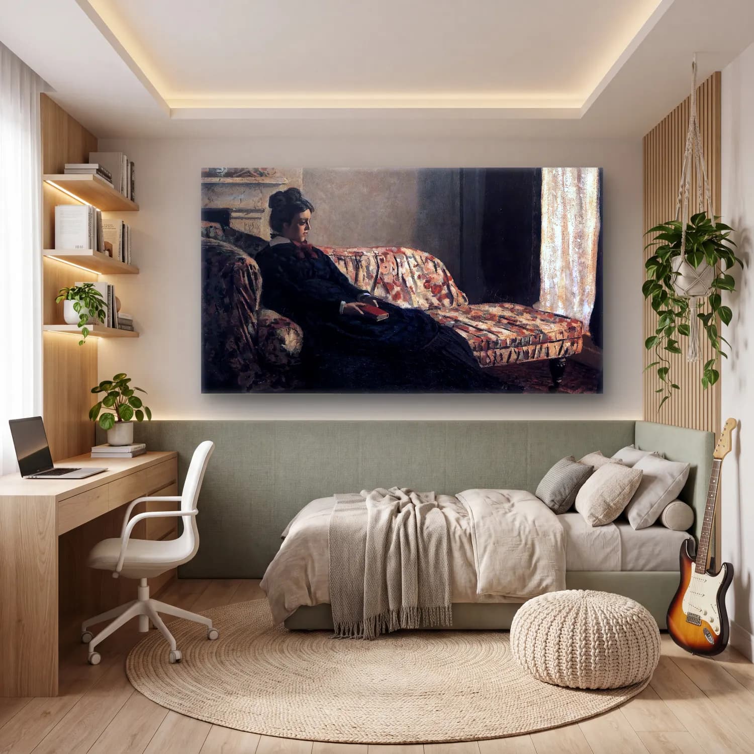 Claude Monet – Camille Monet on the Couch cam tablo — genç odasında