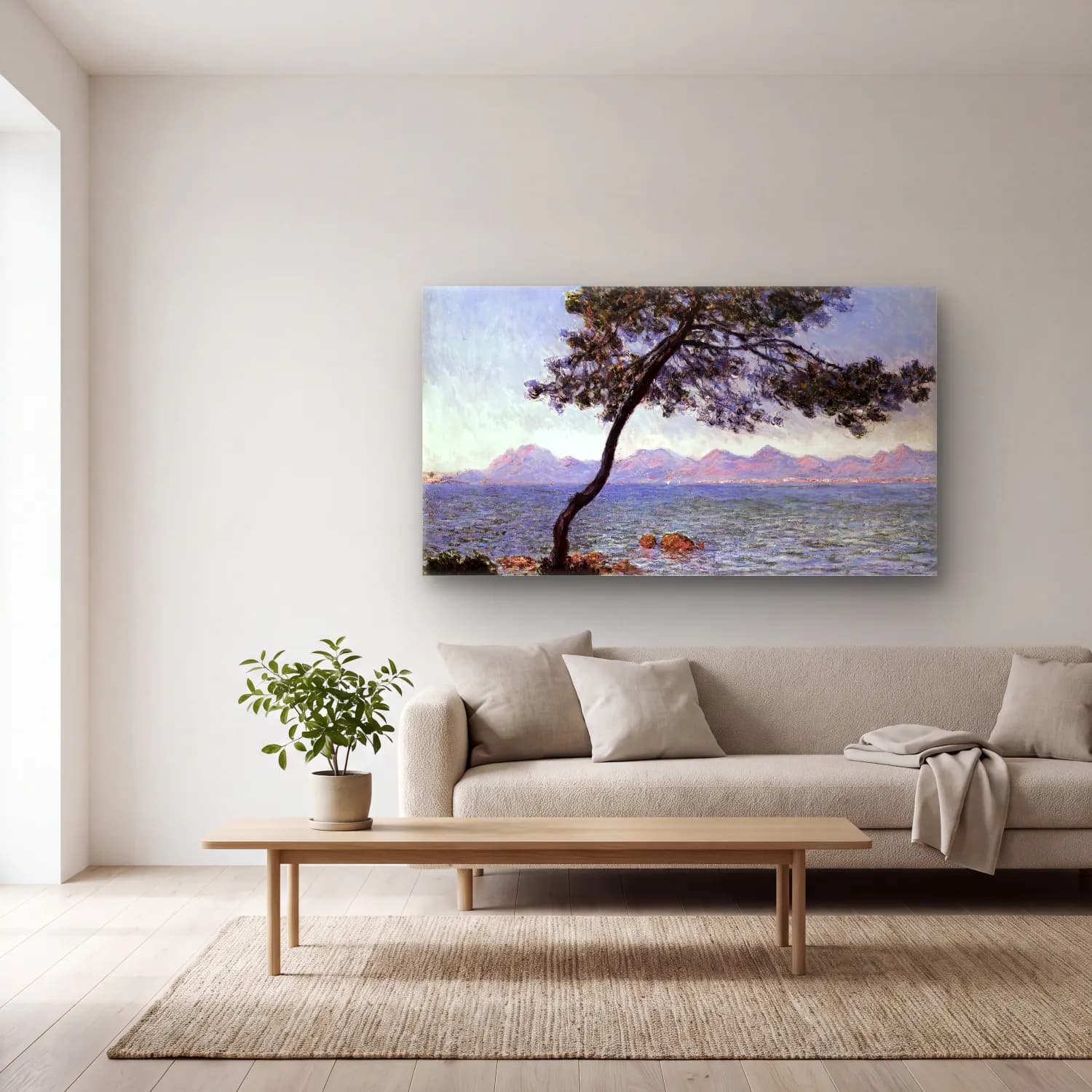 Claude Monet – Cap d Antibes cam tablo — açık renk salonda