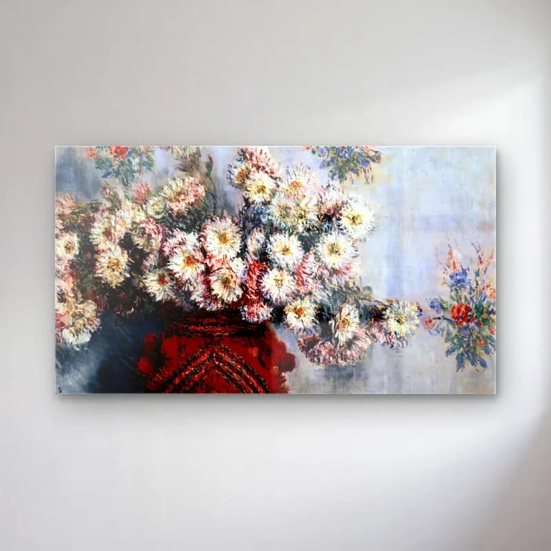 Claude Monet – Chrysanthemums cam tablo — Claude Monet – Chrysanthemums — empresyonist papatyalar